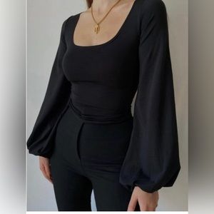 Puff Sleeve Square Neck Blouse